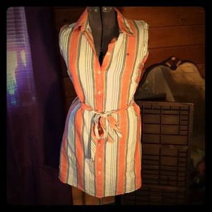 Button up, sleeveless, striped, Hilfiger dress